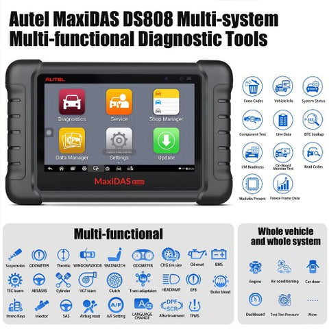 Original Autel MaxiDAS DS808K Tablet Diagnostic Tool Full Set Support Injector Coding & Key Coding