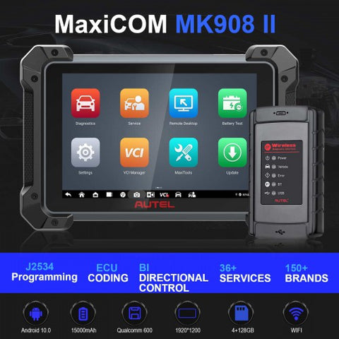2023 El más nuevo Autel MaxiCOM MK908 II Herramienta de diagnóstico de todos los sistemas compatible con ECU y codificación de claves