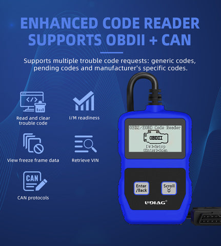 Lector de códigos CR200 OBD2 y tecla de preparación CAN I/M